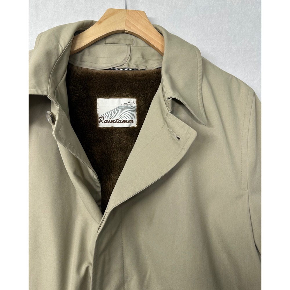 RAINTAMER Mens Tan Trench‎ Coat Warm Lined Overcoat Size 44 Regular